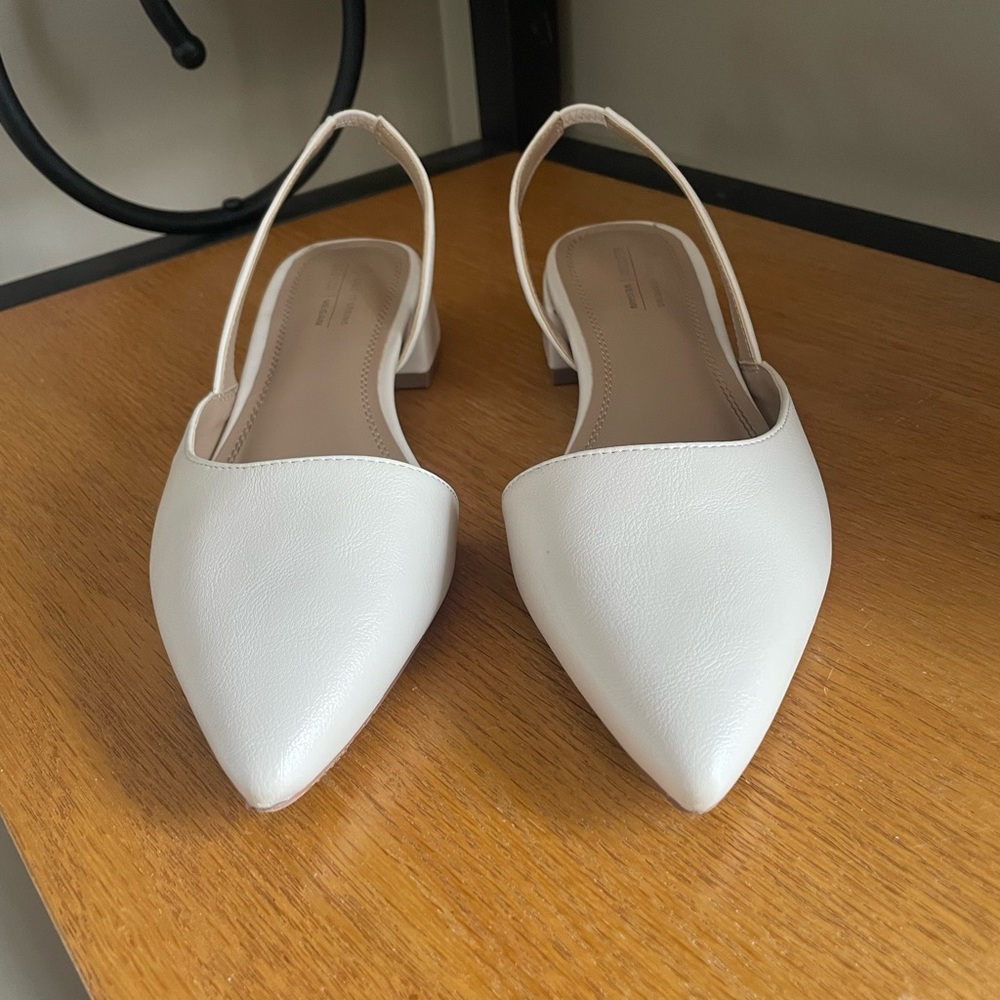 Elegant White Slingback Flats